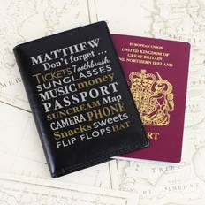 Leather Passport Covers Personalised Memento Company Personalised Don't Forget Passport Holder - Black
