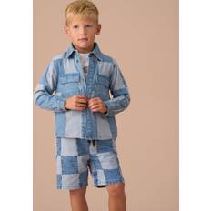 Blue Shirts Angel & Rocket Boys Denim Patchwork Shirt Blue