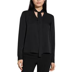 Theory Blouses Theory Tie Neck Silk Blouse - Black