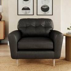 Black - Leathers Lounge Chairs Dunelm Sven Vintage Leather Snuggle Black Lounge Chair
