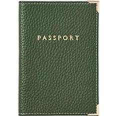 Leather Passport Covers Aspinal of London Pebbled Passport Cover - Racing Green