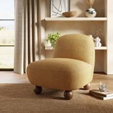 Dunelm Armchairs Dunelm Nylah Multi Tone Boucle Curved Accent Chair Ochre Armchair