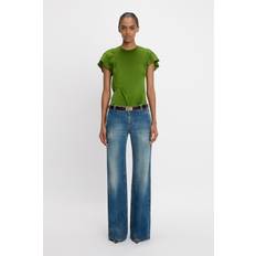 Victoria Beckham Draped Pleat Detail Top In Algae