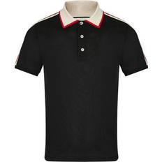 Gucci Polo Shirts Gucci Striped Logo Short-sleeved Polo Shirt - Black