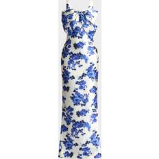 Zac Posen Sleeveless Floral-Print Mikado Gown - Blue