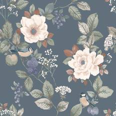Bramble Floral Wallpaper 10m x 0.5m Blue