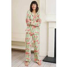 Green Pyjamas Chelsea Peers Flamingo Stripe PJ Set - Green