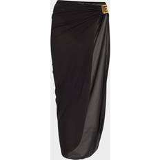 Balmain Swimwear Balmain Logo Buckle Pareo Coverup - Black