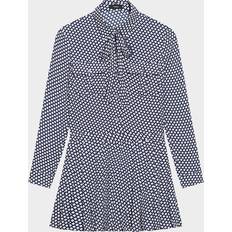 Theory Clothing Theory Diamond Printed Pleated Neck-Tie Mini Dress - Sapphire
