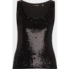 Wool Tank Tops Kobi Halperin Isla Sequin Scoop-Neck Wool Tank - Black