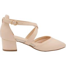 Paradox London Fran Low Block Heel Court Shoes - Nude