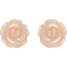 Jewellery C W Sellors Sterling Silver Pink Mother of Pearl Tuberose 10mm Rose Stud Earrings - Silver