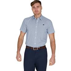 Cotton Short Sleeve Pentagon Pattern Poplin Shirt - White