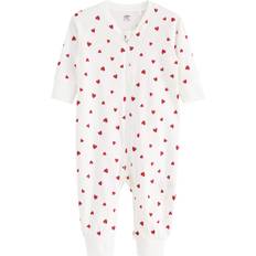Lindex Baby Cotton Heart Print Sleepsuit - Light Dusty White
