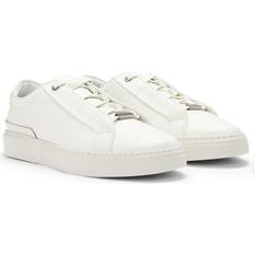 Boss Black Gary Trainers In Grained Leather With Hidden Laces - White