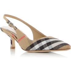 Burberry Heels & Pumps Burberry Check Birdie Slingback Pumps - Sand
