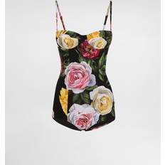 Multicoloured Swimsuits Dolce & Gabbana One-Piece Swimsuit With Rose And Peony Print Peonie/Rose F.Nero