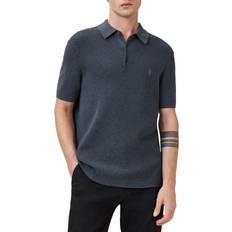 Men - Wool Polo Shirts AllSaints Aspen Short Sleeve Polo Shirt - Navy