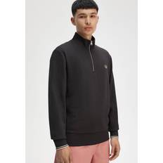 Silver Jumpers Fred Perry Mens Quarter Zip Sweatshirt - Grey/Oatmeal