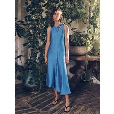 Zelma Plisse Asymmetric Maxi Dress - Bright Blue