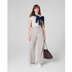 Spanx Bukser Spanx Cream Cropped Wide Leg Twill Trousers - New