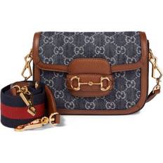 Gucci Messengertaschen Gucci Horsebit 1955 Retro Shoulder Messenger Bag - Grey Blue Brown