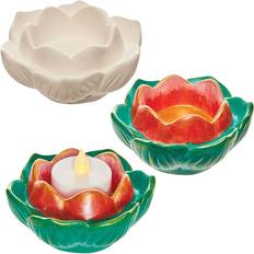 Baker Ross Lotus Ceramic Tealight Holders Pack of 2 Candle Holder