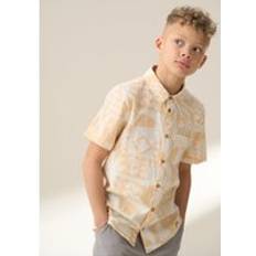 Orange Shirts Angel & Rocket Boys Abstract Print Short Sleeve Holiday Shirt Orange