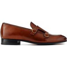 Monks Jones Bootmaker Callington Leather Buckle Shoes - Cognac