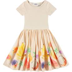Ekologisk bomull Klänningar Molo Cissa Short-Sleeved Dress Dancing Fruits 158 164 cm - Beige