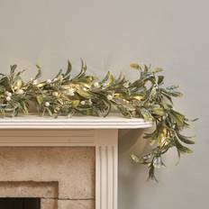 Lights4fun 2m Pre Lit Oversized Mistletoe Christmas Garland - Warm White Decoration