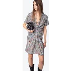 Zadig & Voltaire Rozom Floral Ruched Mini Dress Blue