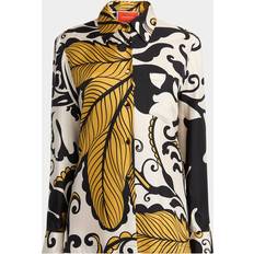 La DoubleJ Marea-Print Button-Down Silk Boy Shirt - Blackwhite
