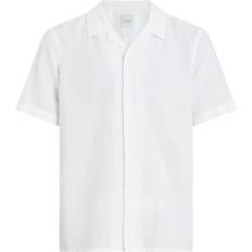Calvin Klein Men Shirts Calvin Klein Linen Cotton Cuban Collar Shirt - White