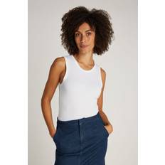 Calvin Klein Elastane/Lycra/Spandex Tank Tops Calvin Klein Ribbed Vest Top - Bright White