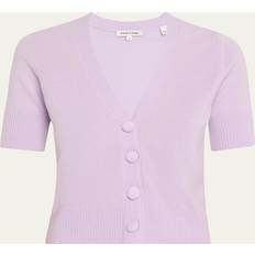 Purple Cardigans Veronica Beard Solene Short-Sleeve Cashmere Cardigan - Soft Lilac
