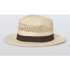 Natural Hats John Lewis Wide Straw Fedora - Natural