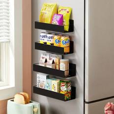 Spice Racks Prep & Savour 6 Pack Magnetic Spice Rack Metal Matte Black 2.95 H x 11.61 W x 3.74 D