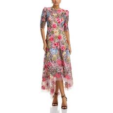 Teri Jon Embroidered High-Low Maxi Dress - Pink Multi