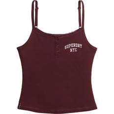 Superdry Women Tank Tops Superdry Athletic Essentials Embroidered Button Cami Top - Red