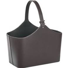 Beliani Traditional Handmade Storage with Handles Faux Leather Dark Brown Elam Basket