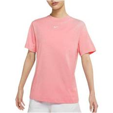 Nike Pink T-shirts Nike Solid Color Logo Embroidered Round Neck Breathable Short Sleeve Short Sleeve - Pink
