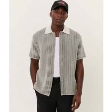 Les Deux Hvid Skjorter Les Deux Easton Knitted Ss Shirt - Ivory/Black