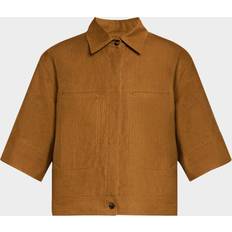 Max Mara Skjorter Max Mara Cropped Linen Shirt - Brown