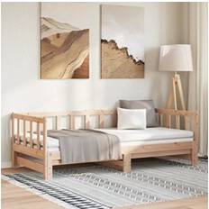 Brun Senge vidaXL Tagesbett Ausziehbar 2x 80x200 cm Massivholz Kiefer Rahmenbett