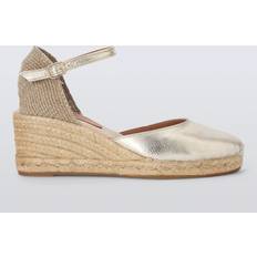John Lewis Lloret Leather Closed Toe Two Part Wedge Espadrille Sandals - Gold