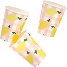 Paper Cups on sale Lemon and Gingham Paper Cups Pack of 8
