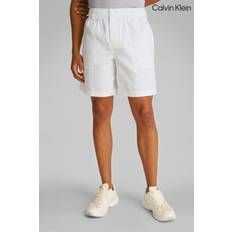 Calvin Klein White Shorts Calvin Klein Cotton Linen Blend Sweat Shorts - Bright White
