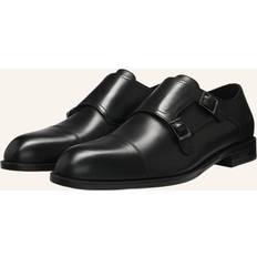 Men Monks BOSS Leather Double Strap Monk Shoes - Black