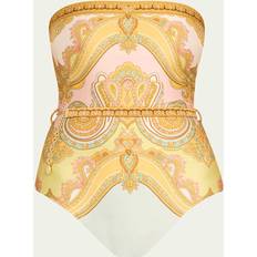 Gold Swimsuits Zimmermann Maxine Chain Trim Bandeau One-Piece Swimsuit - Multicoloured